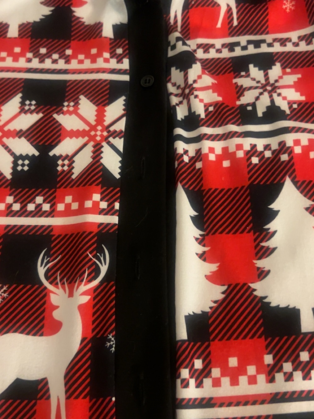 Red Black White Plaid Holiday Button-Up Top